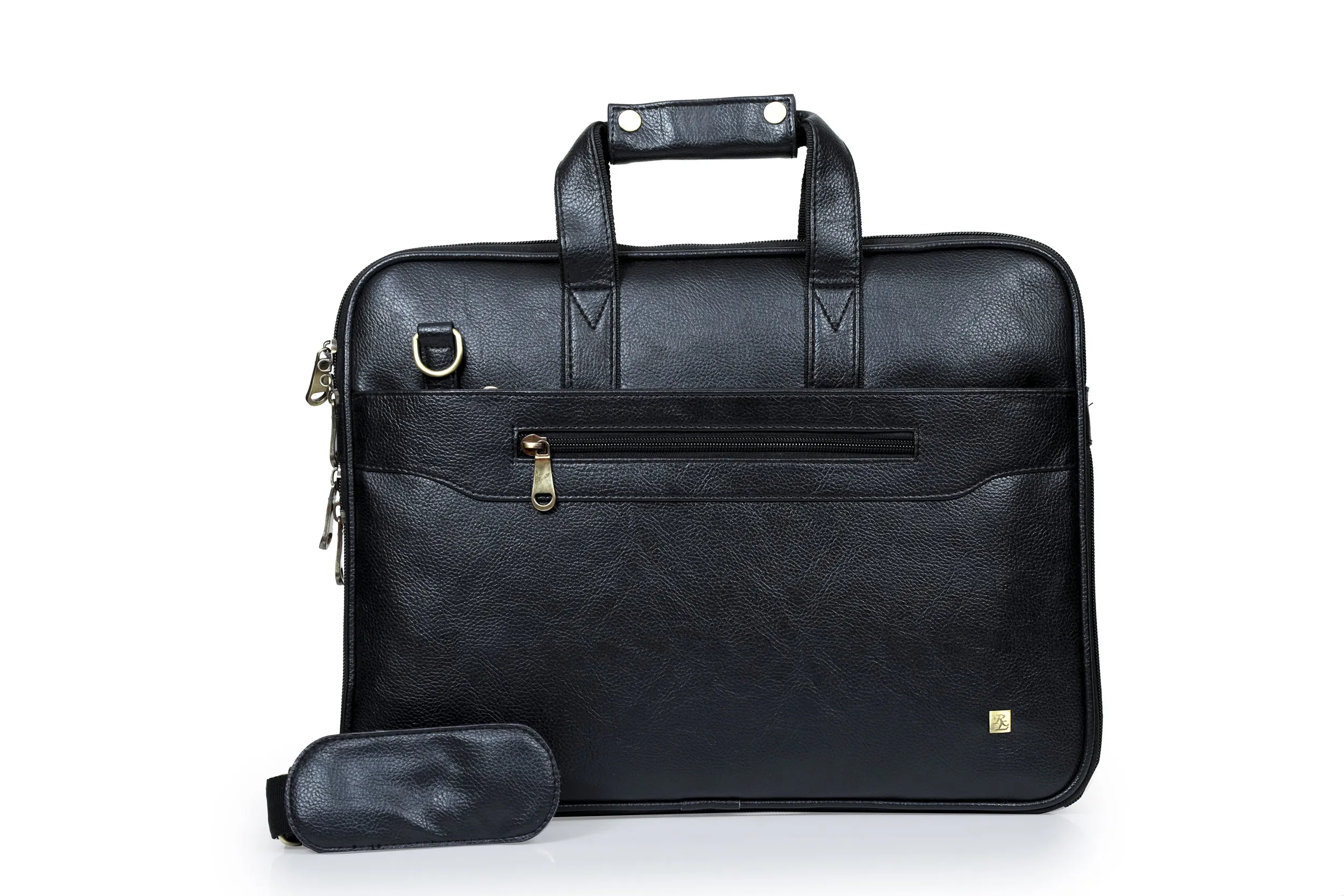 Vegan leather expandable slim laptop bag