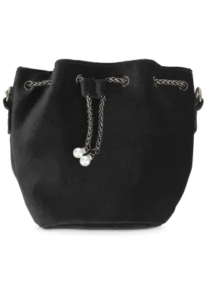 Velvet Bucket Bag - Black