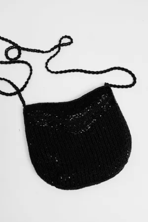 VINTAGE BLACK CROSSBODY BEADED BAG