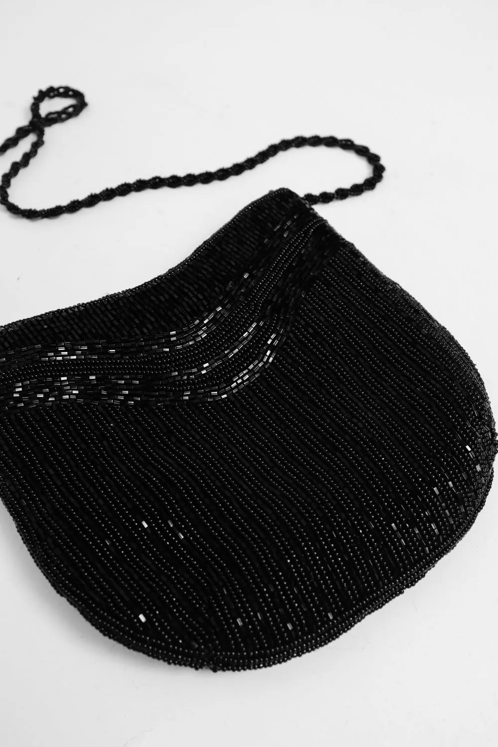 VINTAGE BLACK CROSSBODY BEADED BAG