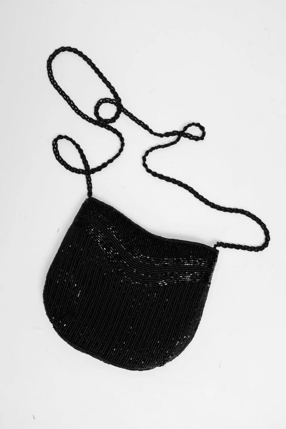 VINTAGE BLACK CROSSBODY BEADED BAG