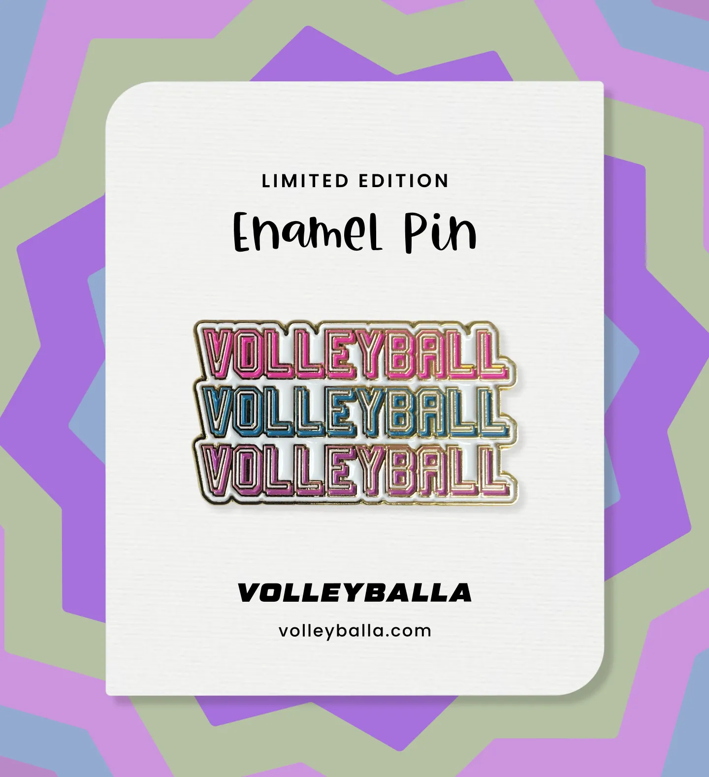 Volleyball Word Stack Enamel Pin