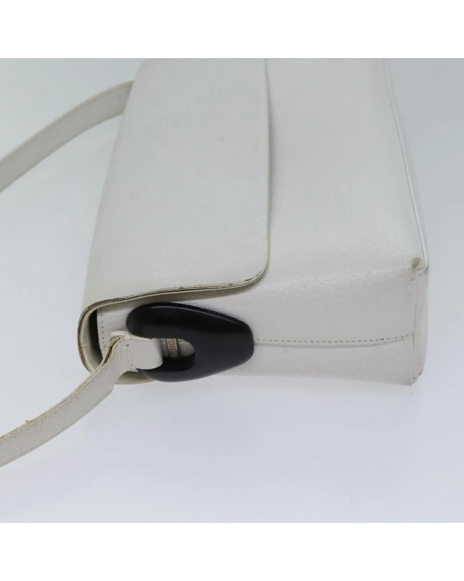 White Leather Shoulder Bag with 27cm Drop