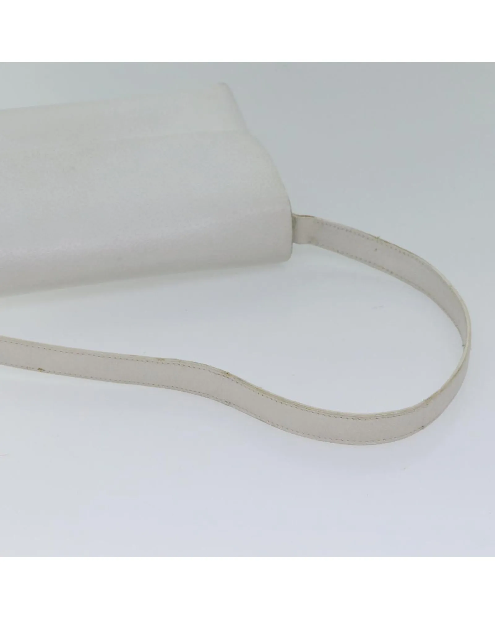 White Leather Shoulder Bag with 27cm Drop