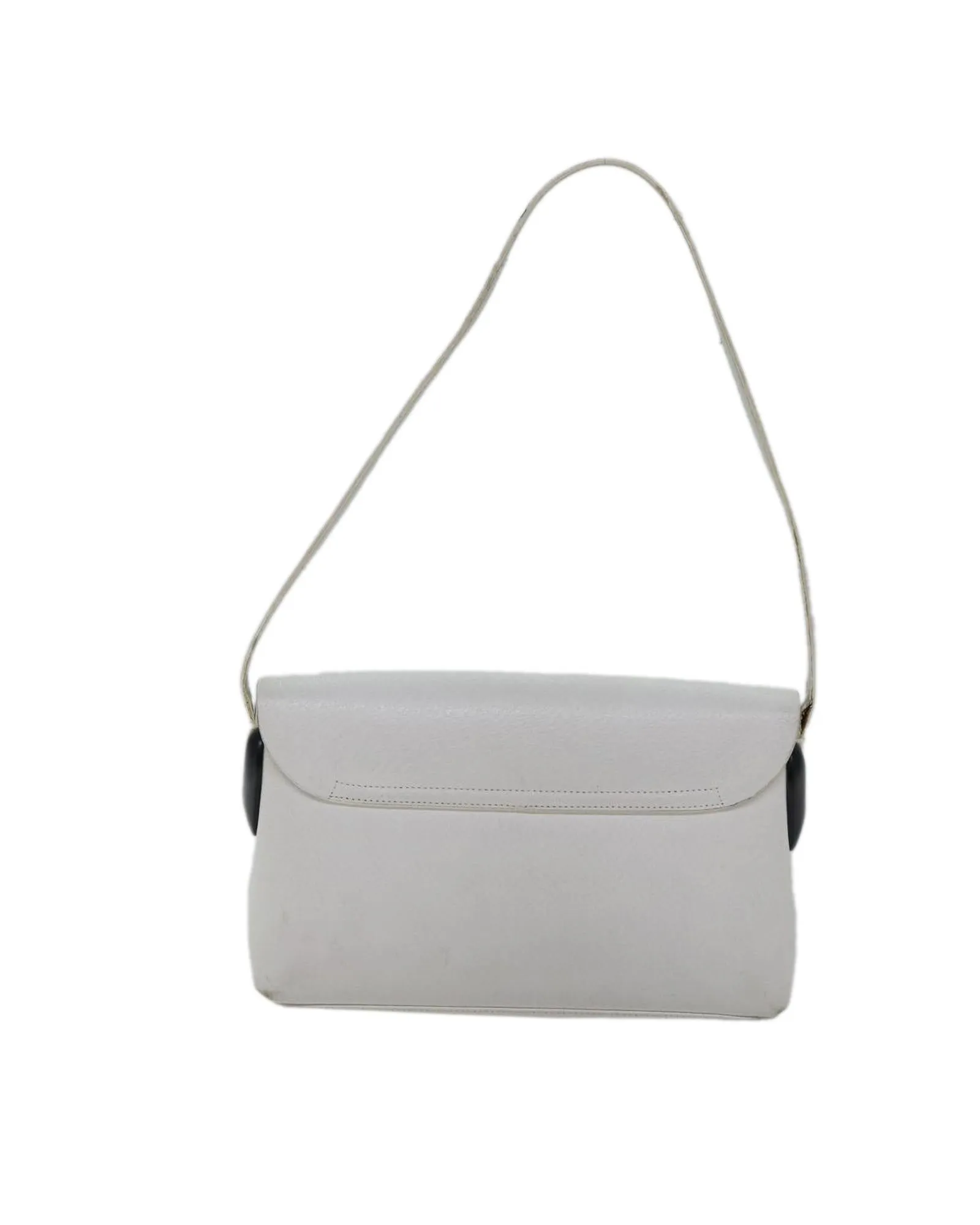 White Leather Shoulder Bag with 27cm Drop