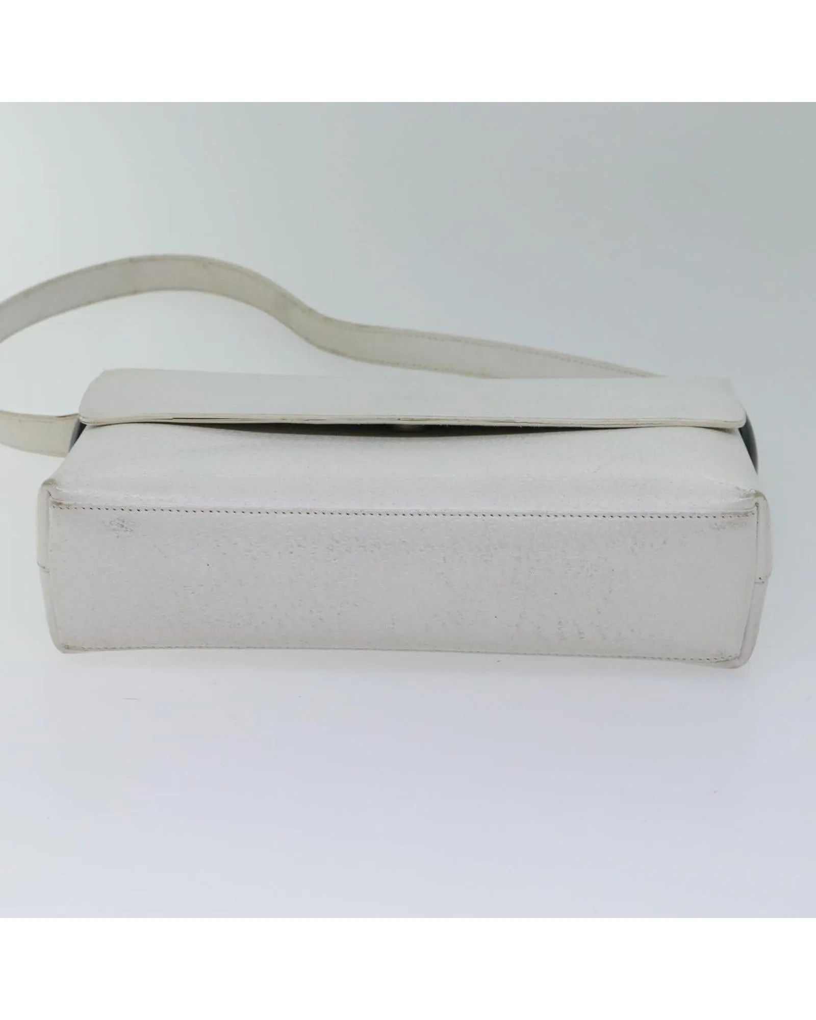 White Leather Shoulder Bag with 27cm Drop