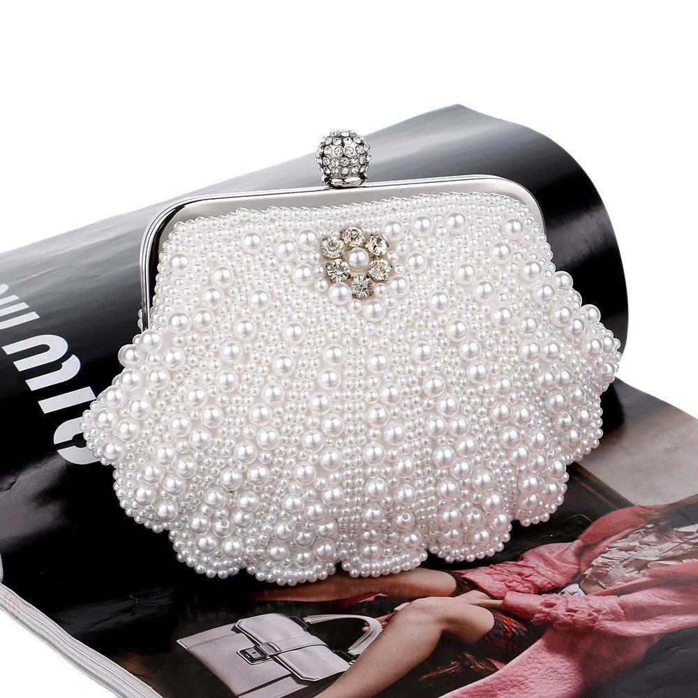 Womens Party Luxury Handbag  Women Bags Designer Pearl Evening Clutch