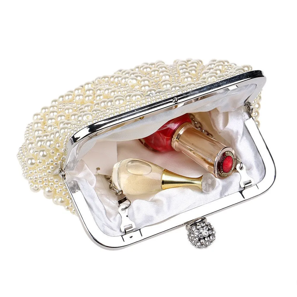 Womens Party Luxury Handbag  Women Bags Designer Pearl Evening Clutch