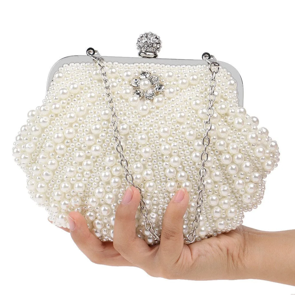 Womens Party Luxury Handbag  Women Bags Designer Pearl Evening Clutch