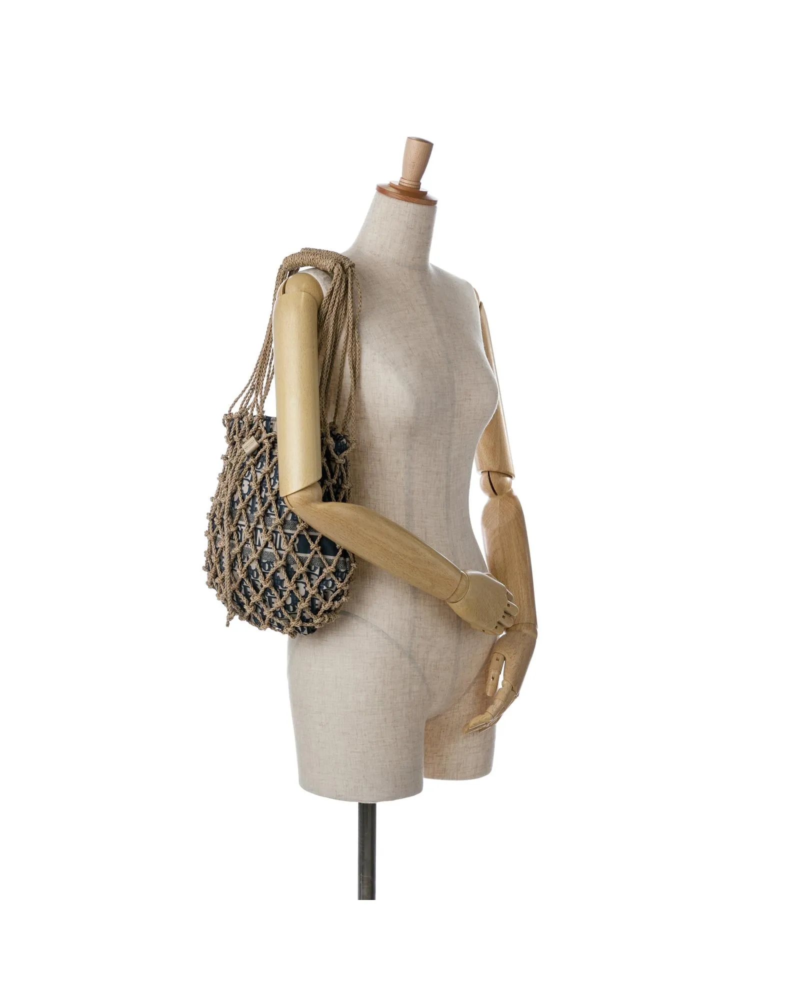 Woven Rope Shoulder Strap Net Bag with Drawstring Closure