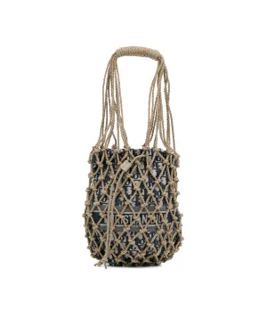 Woven Rope Shoulder Strap Net Bag with Drawstring Closure