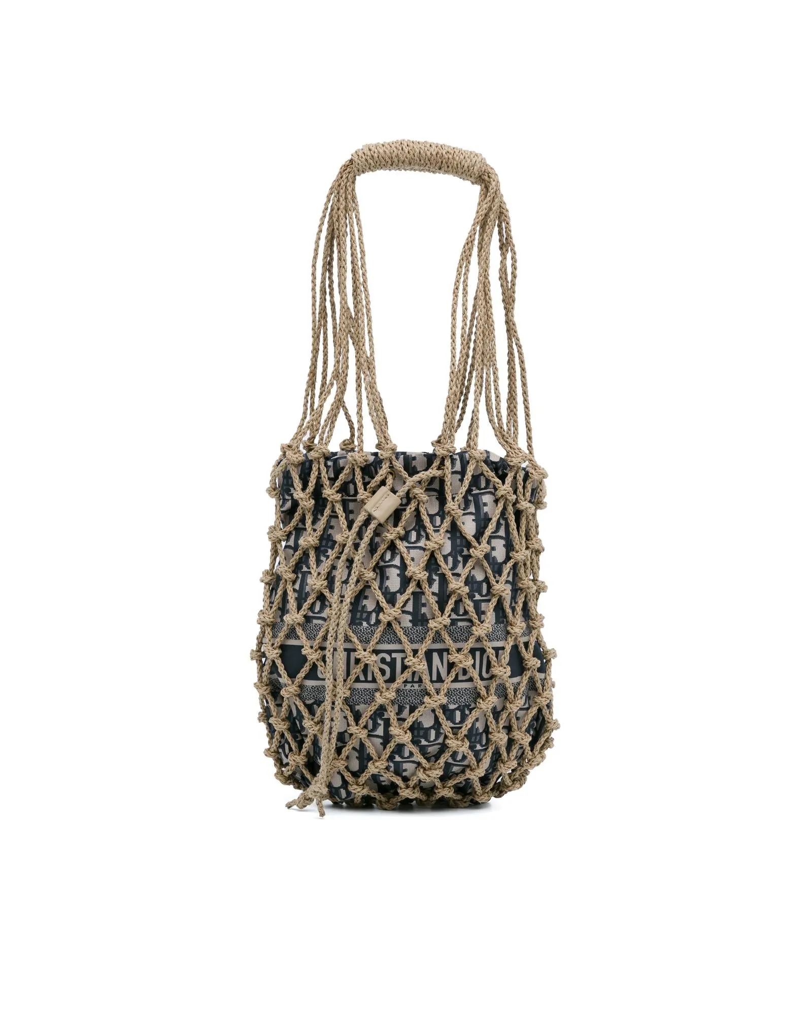 Woven Rope Shoulder Strap Net Bag with Drawstring Closure