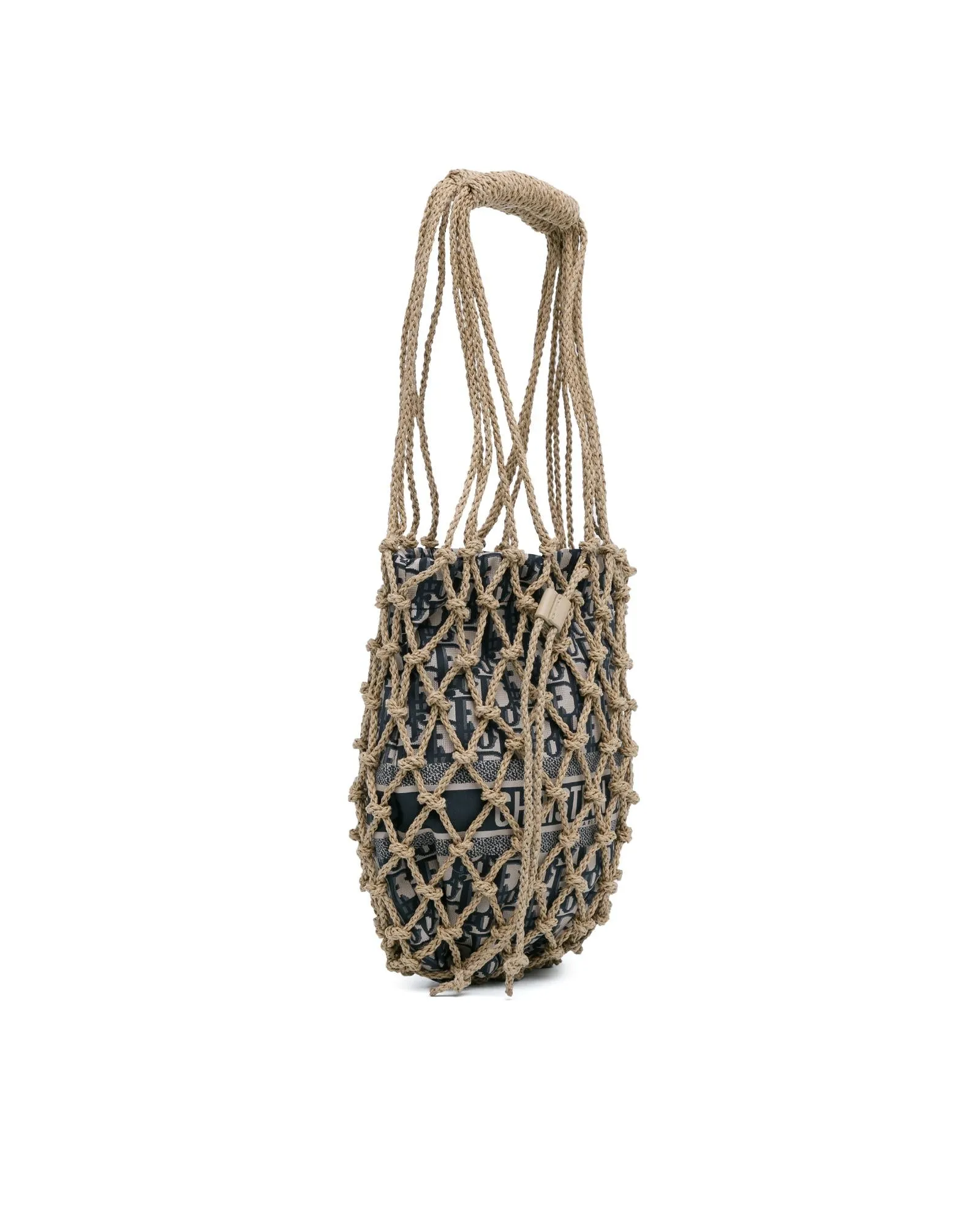 Woven Rope Shoulder Strap Net Bag with Drawstring Closure