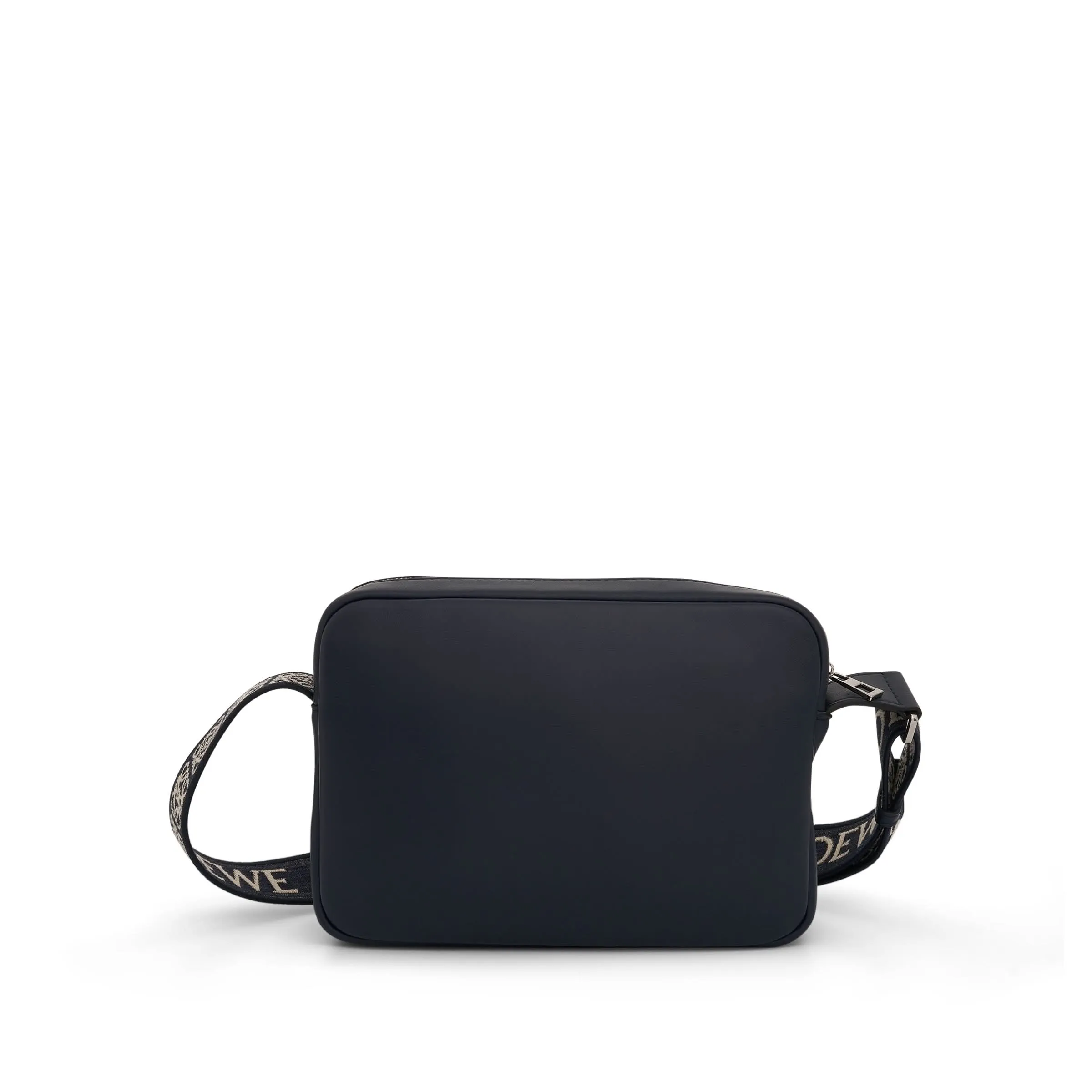 XS Military Messenger Bag in Supple Smooth Calfskin and Jacquard Strap in Deep Navy